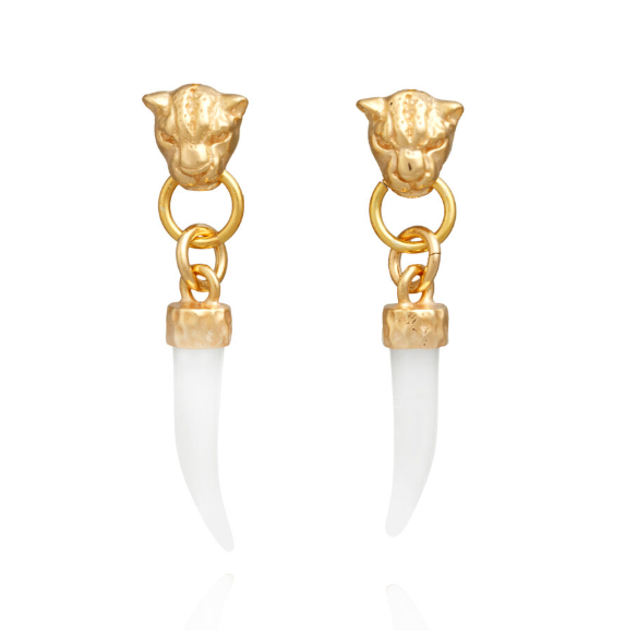 Orecchini Dorati Leopardo E Zanna 12027