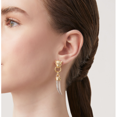 Orecchini Dorati Leopardo E Zanna 12027