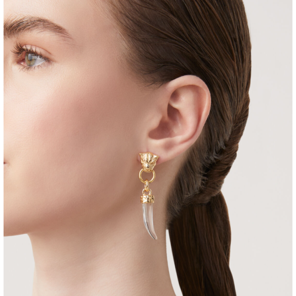 Orecchini Dorati Leopardo E Zanna 12027