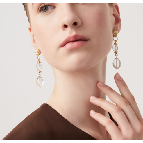 Orecchini Dorati Leopardo E Cristallo Di Rocca...