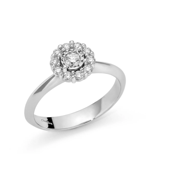 Anello fantasia con diamanti in oro bianco