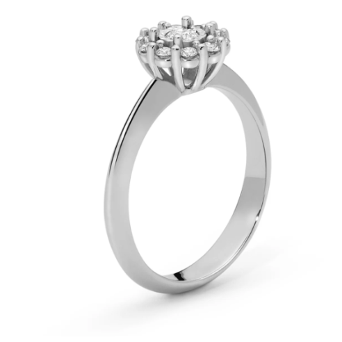 Anello fantasia con diamanti in oro bianco