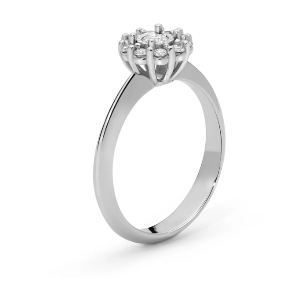 Anello fantasia con diamanti in oro bianco