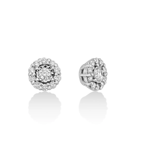 Orecchini fantasia con diamanti in oro bianco