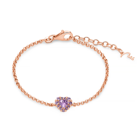 Bracciale con ametista cuore in argento rosa