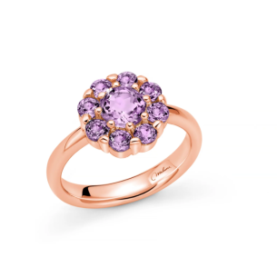 Anello con ametista fiore in argento rosa