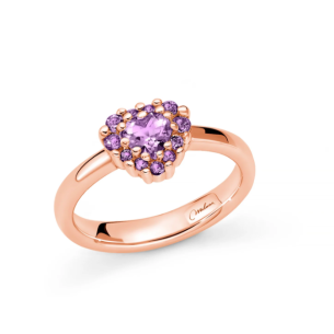 Anello con ametista cuore in argento rosa