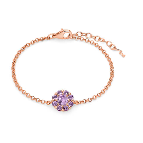 Bracciale con ametista fiore in argento rosa